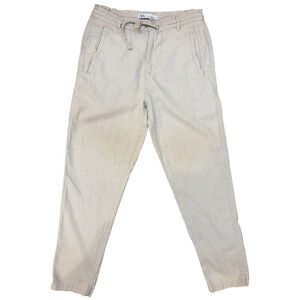 Zara Womens Linen Blend Drawstring Pants Size 30 Beige Casual Trousers